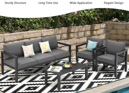 Premium Outdoor Aluminum Furniture Set For Backyard & Poolside, 4PCS (SAK73532) - Phoenix Fire Art Store