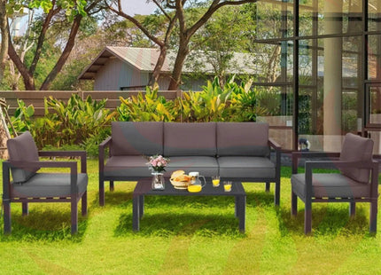 Premium Outdoor Aluminum Furniture Set For Backyard & Poolside, 4PCS (SAK73532) - Phoenix Fire Art Store