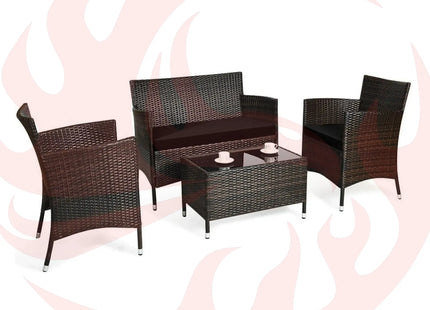 Alora 4-Piece Outdoor Rattan Patio Furniture Set With Cushions & Coffee Table (SAK75463) - Phoenix Fire Art Store