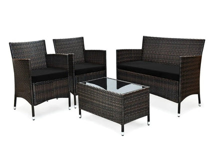 Alora 4-Piece Outdoor Rattan Patio Furniture Set With Cushions & Coffee Table (SAK75463) - Phoenix Fire Art Store