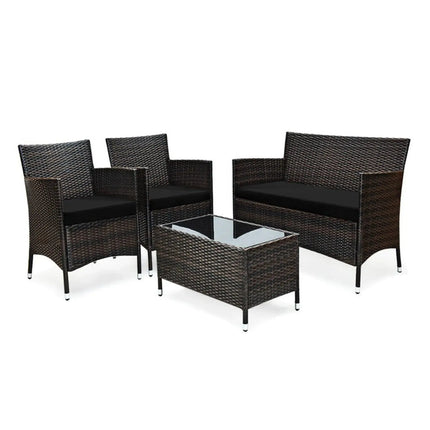 Alora 4-Piece Outdoor Rattan Patio Furniture Set With Cushions & Coffee Table (SAK75463) - Phoenix Fire Art Store