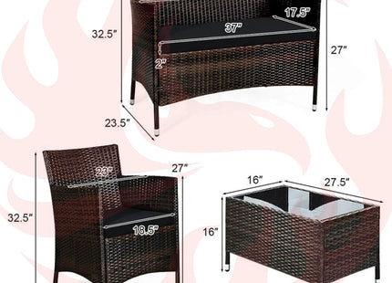 Alora 4-Piece Outdoor Rattan Patio Furniture Set With Cushions & Coffee Table (SAK75463) - Phoenix Fire Art Store