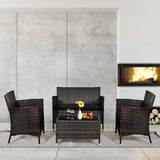 Alora 4-Piece Outdoor Rattan Patio Furniture Set With Cushions & Coffee Table (SAK75463)