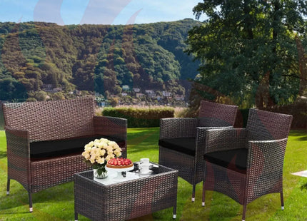 Alora 4-Piece Outdoor Rattan Patio Furniture Set With Cushions & Coffee Table (SAK75463) - Phoenix Fire Art Store