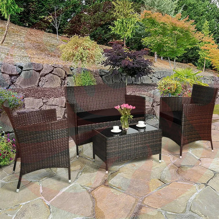 Alora 4-Piece Outdoor Rattan Patio Furniture Set With Cushions & Coffee Table (SAK75463) - Phoenix Fire Art Store