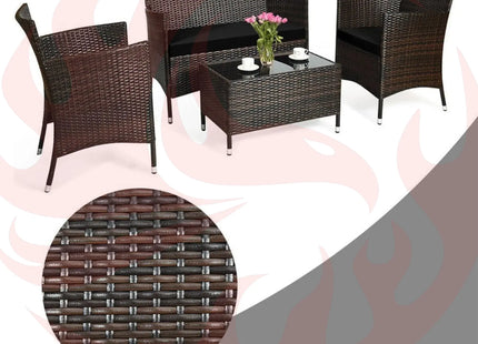 Alora 4-Piece Outdoor Rattan Patio Furniture Set With Cushions & Coffee Table (SAK75463) - Phoenix Fire Art Store