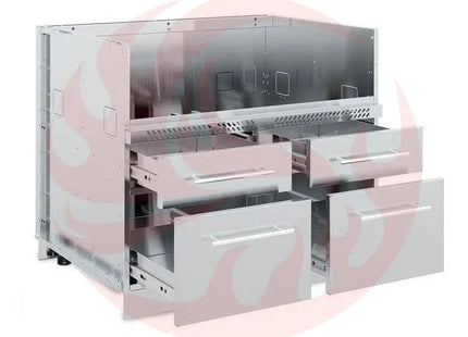 Broil King 111 x 70-Inch Outdoor Kitchen Island with Imperial QS 590i 5-Burner Gas Grill, Rotisserie, Side Burner, Refrigerator & iQue™ Technology Control - Phoenix Fire Art Store