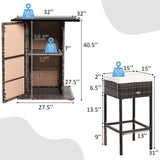 5 PCS Patio Rattan Bar Table Stool Set With Hidden Storage Shelf & Cushions (SAK14645)