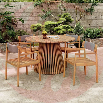 Alora Premium 5-Piece Acacia Wooden Outdoor Furniture Patio Set With Dining Chairs And Table (SAK70445) - Phoenix Fire Art Store