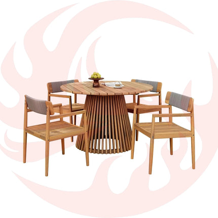 Alora Premium 5-Piece Acacia Wooden Outdoor Furniture Patio Set With Dining Chairs And Table (SAK70445) - Phoenix Fire Art Store