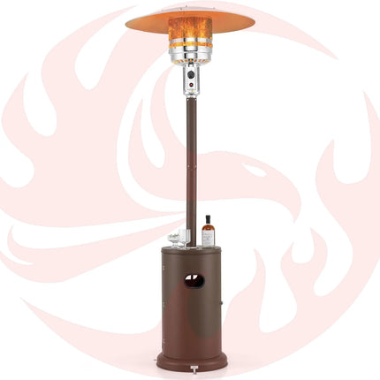 50000 BTU Propane Patio Heater with Round Table Design-Brown - Phoenix Fire Art Store