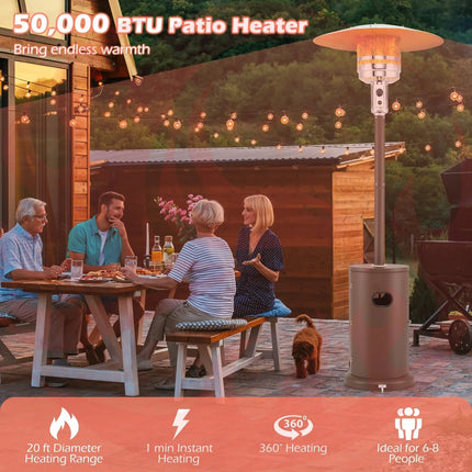 50000 BTU Propane Patio Heater with Round Table Design-Brown - Phoenix Fire Art Store