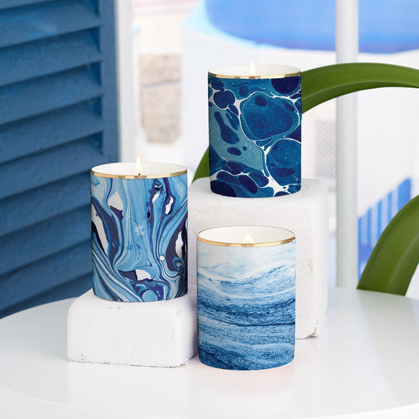 Mediterranean Blue Candles - Luxury Soy Wax in Porcelain Gift Box