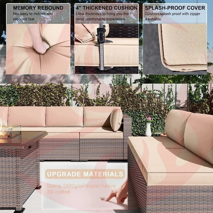 13 Piece Outdoor Patio Furniture Set with Fire Pit-4