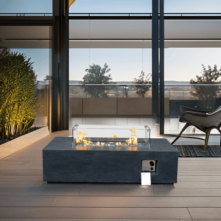 Alora 52" Outdoor Concrete Liquid Propane Rectangular Fire Pit Table (SAK84314)