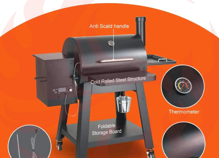 53" Heavy-Duty Portable Wood Pellet BBQ Grill With Cart (SAK93641) - Phoenix Fire Art Store