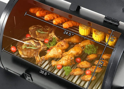 53" Heavy-Duty Portable Wood Pellet BBQ Grill With Cart (SAK93641) - Phoenix Fire Art Store