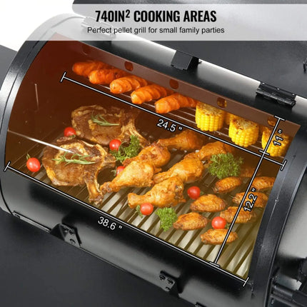 53" Heavy-Duty Portable Wood Pellet BBQ Grill With Cart (SAK93641) - Phoenix Fire Art Store