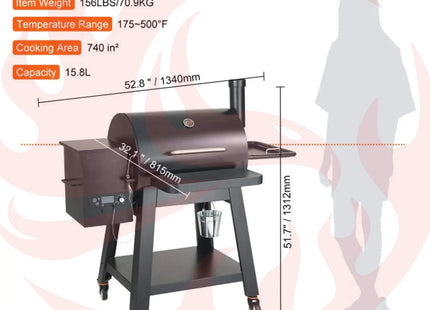 53" Heavy-Duty Portable Wood Pellet BBQ Grill With Cart (SAK93641) - Phoenix Fire Art Store