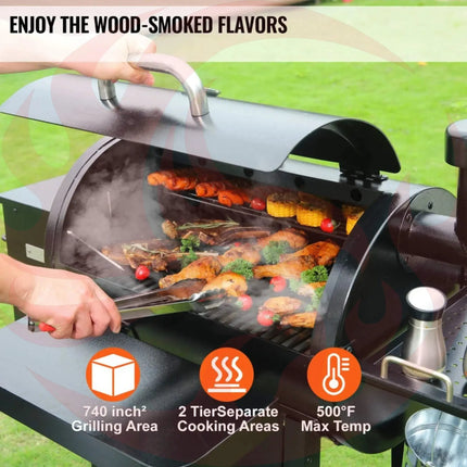 53" Heavy-Duty Portable Wood Pellet BBQ Grill With Cart (SAK93641) - Phoenix Fire Art Store