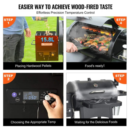 53" Heavy-Duty Portable Wood Pellet BBQ Grill With Cart (SAK93641) - Phoenix Fire Art Store
