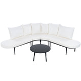 Patio Half-Moon Curved Outdoor Furniture Sofa Set with Coffee Table - Phoenix Fire Art Store