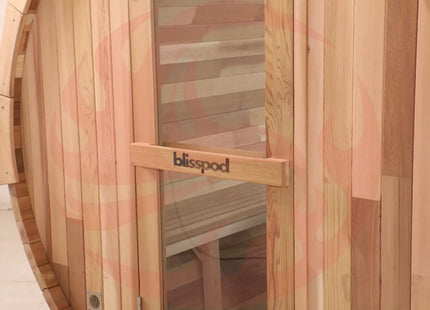 Blisspod, Prague, Canadian Red Cedar Outdoor Steam Barell Sauna, 2-4 / 4-6 persons with Full Glass Back & 2 front Porch seats zoppinh