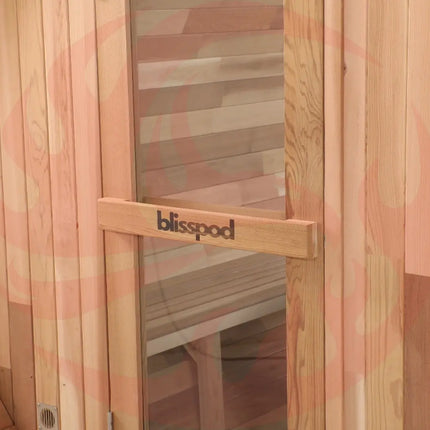 Blisspod, Prague, Canadian Red Cedar Outdoor Steam Barell Sauna, 2-4 / 4-6 persons with Full Glass Back & 2 front Porch seats zoppinh