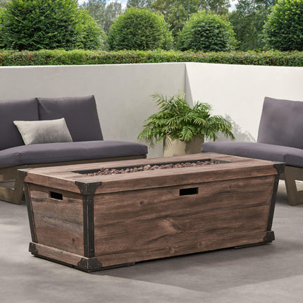 Alora 56" Outdoor 50K BTU Wood Pattern Rectangle Gas Burning Fire Pit (SAK43681)