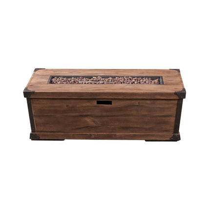 Alora 56" Outdoor 50K BTU Wood Pattern Rectangle Gas Burning Fire Pit (SAK43681)