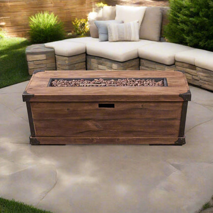 Alora 56" Outdoor 50K BTU Wood Pattern Rectangle Gas Burning Fire Pit (SAK43681)