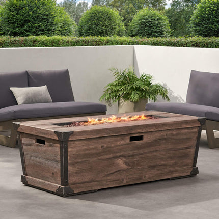 Alora 56" Outdoor 50K BTU Wood Pattern Rectangle Gas Burning Fire Pit (SAK43681)