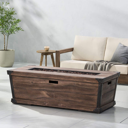 Alora 56" Outdoor 50K BTU Wood Pattern Rectangle Gas Burning Fire Pit (SAK43681)