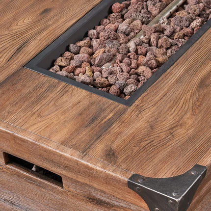 Alora 56" Outdoor 50K BTU Wood Pattern Rectangle Gas Burning Fire Pit (SAK43681)