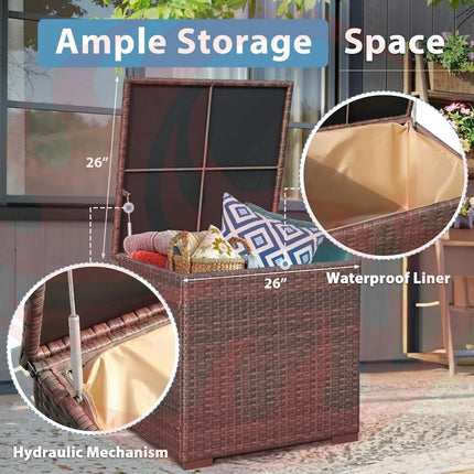 Outdoor Rattan Furniture Set with 45 Inch Fire Pit-4
