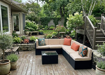 Pamapic Rattan Outdoor Sectional Couch Set  (7 Pieces) Pamapic