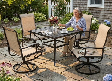 Pamapic 5-Piece Patio Dining Set with 4 Textilene Swivel Chairs Pamapic