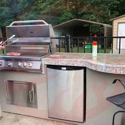 Kokomo Grill BBQ Island Maui 7'6" with 33" Round Bar, LED Lights & Built-In BBQ - Phoenix Fire Art Store