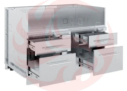 Broil King 118 x 70-Inch Outdoor Kitchen Island with Imperial QS 690i 6-Burner Gas Grill, Rotisserie, Side Burner, Refrigerator & iQue™ Technology Control - Phoenix Fire Art Store