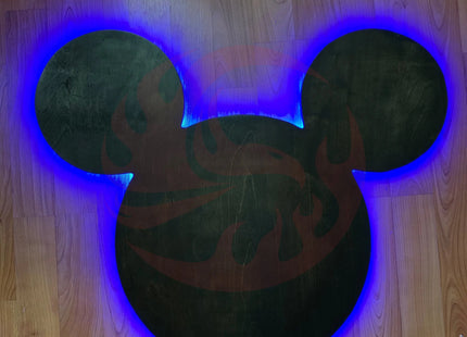 Wooden Mickey Head Wall Art with LED Backlighting and Custom Personalization iCraftWoodGoods