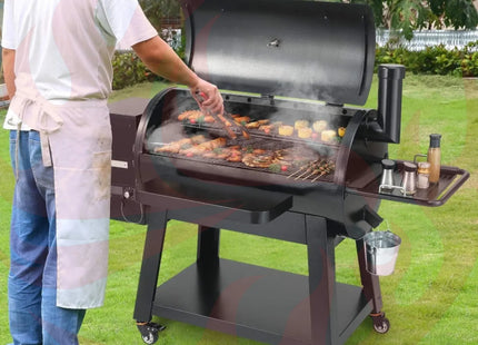62" Heavy-Duty Portable Wood Pellet BBQ Grill With Cart (SAK91308) - Phoenix Fire Art Store