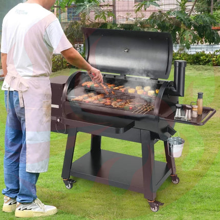 62" Heavy-Duty Portable Wood Pellet BBQ Grill With Cart (SAK91308) - Phoenix Fire Art Store