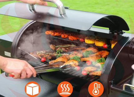 62" Heavy-Duty Portable Wood Pellet BBQ Grill With Cart (SAK91308) - Phoenix Fire Art Store