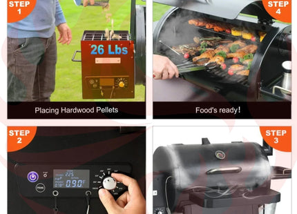 62" Heavy-Duty Portable Wood Pellet BBQ Grill With Cart (SAK91308) - Phoenix Fire Art Store