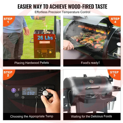 62" Heavy-Duty Portable Wood Pellet BBQ Grill With Cart (SAK91308) - Phoenix Fire Art Store