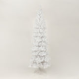 7.5 Feet White Slender Faux Christmas Tree Including Foldable Metal Stands