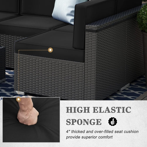 8 Pieces Patio Furniture Set with 44" Propane Gas Fire Pit Table