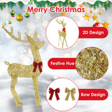 1Pc Lighted Christmas Reindeer & Sleigh Indoor Outdoor Christmas Decoration Christmas Lighted Display With 8 Lighting Modes