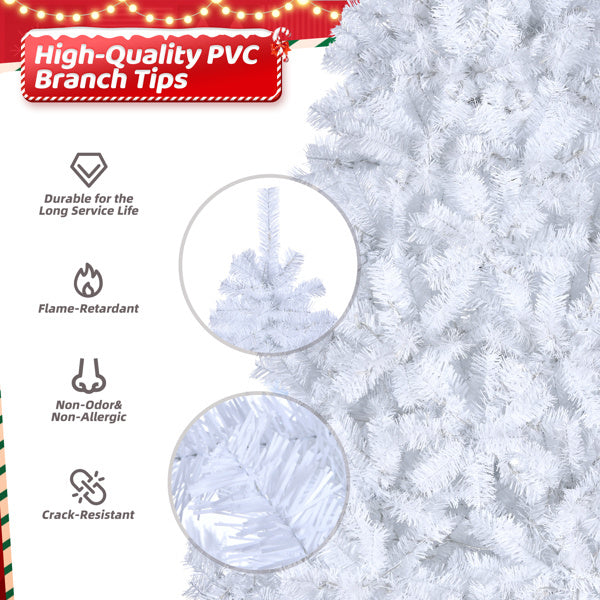 White 7ft, 950 Branches, PVC Material Christmas Tree