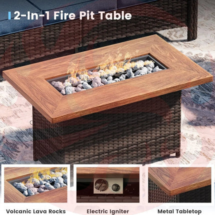 Outdoor Patio Furniture Set with Fire Pit Table-1